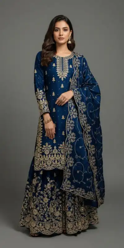 Blue Organza Silk Embroidery Lace Work Salwar Suit | Jump Suits, Salwar suit, Casual Suits, Creative suits, Designer Suits, Palazzo Suits, Party Wear Suits, Patiala Suits, Straight Suits