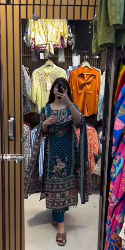Blue Printed Chinon Lace Mirror Work Salwar Suit | Jump Suits, Salwar suit, Casual Suits, Creative suits, Designer Suits, Palazzo Suits, Party Wear Suits, Patiala Suits, Straight Suits