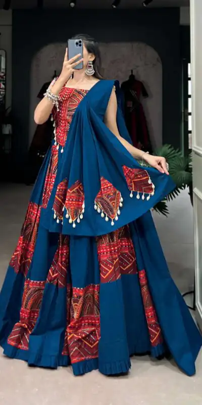 Blue Pure Cotton Lace Lehenga Choli | Lehenga, Bollywood Lehenga, Creative Lehenga, Designer Lehenga, Embroidered Lehenga, Party Wear Lehenga