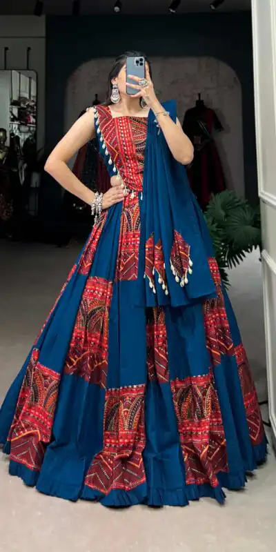Blue Pure Cotton Lace Lehenga Choli | Lehenga, Bollywood Lehenga, Creative Lehenga, Designer Lehenga, Embroidered Lehenga, Party Wear Lehenga