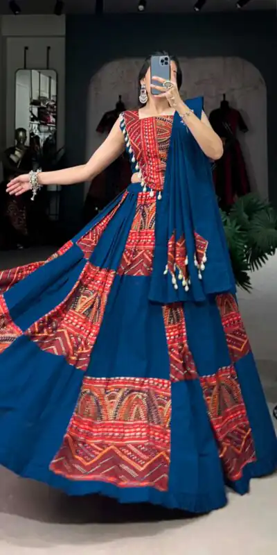 Blue Pure Cotton Lace Lehenga Choli | Lehenga, Bollywood Lehenga, Creative Lehenga, Designer Lehenga, Embroidered Lehenga, Party Wear Lehenga