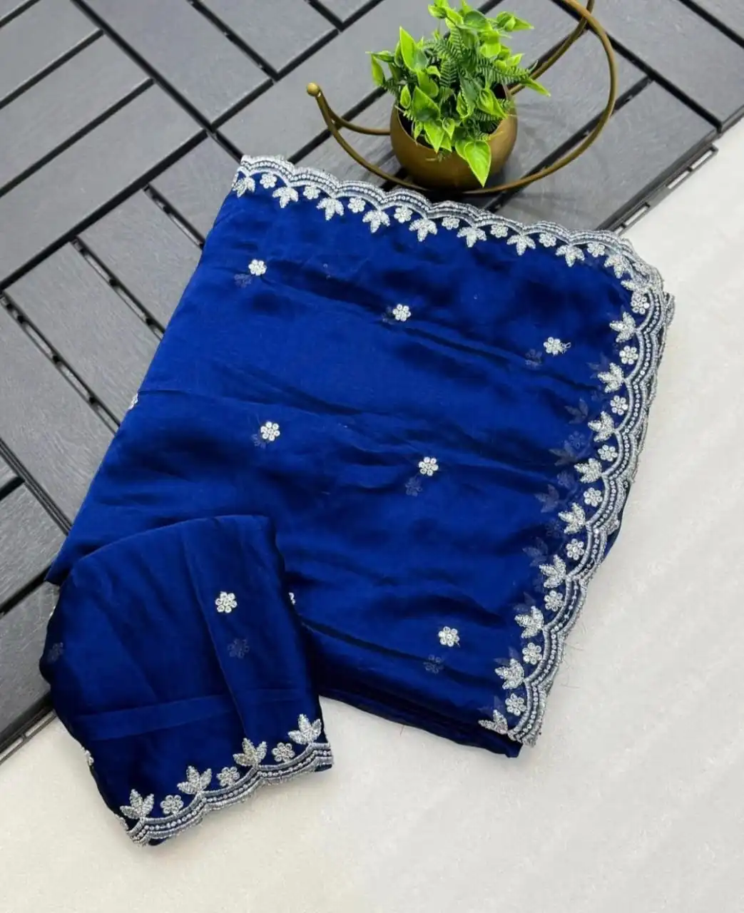 Blue Rangoli Chiffon Embroidery Cut Work Saree | Sarees, Bollywood Sarees, Creative Sarees, Designer Sarees, Embroidered Sarees, Ethnic Saree, Modern Digital sarees, Party Wear Sarees