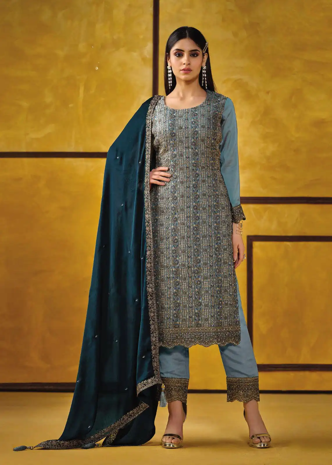 Blue Rangoli Coding Sequence Work Salwar Suit | Jump Suits, Salwar suit, Casual Suits, Creative suits, Designer Suits, Palazzo Suits, Party Wear Suits, Patiala Suits, Straight Suits