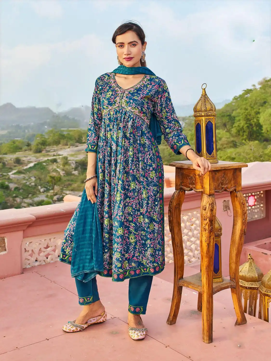 Blue Rayon Alia Cut With Embroidery Work Kurti | Kurti, Bollywood Kurti, Creative Kurtis, Designer Kurti, Party Wear Kurti, Selfie Kurti
