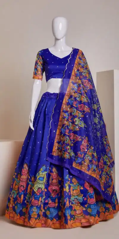 Blue Silk Embroidery Sequins Print Lehenga Choli | Lehenga, Bollywood Lehenga, Creative Lehenga, Designer Lehenga, Embroidered Lehenga, Party Wear Lehenga