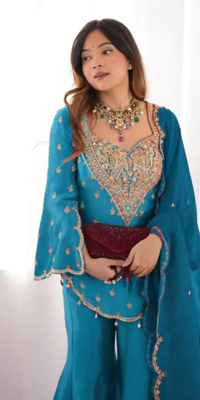 Blue Simar Silk Embroidery Work Salwar Suit | Jump Suits, Salwar suit, Casual Suits, Creative suits, Designer Suits, Palazzo Suits, Party Wear Suits, Patiala Suits, Straight Suits