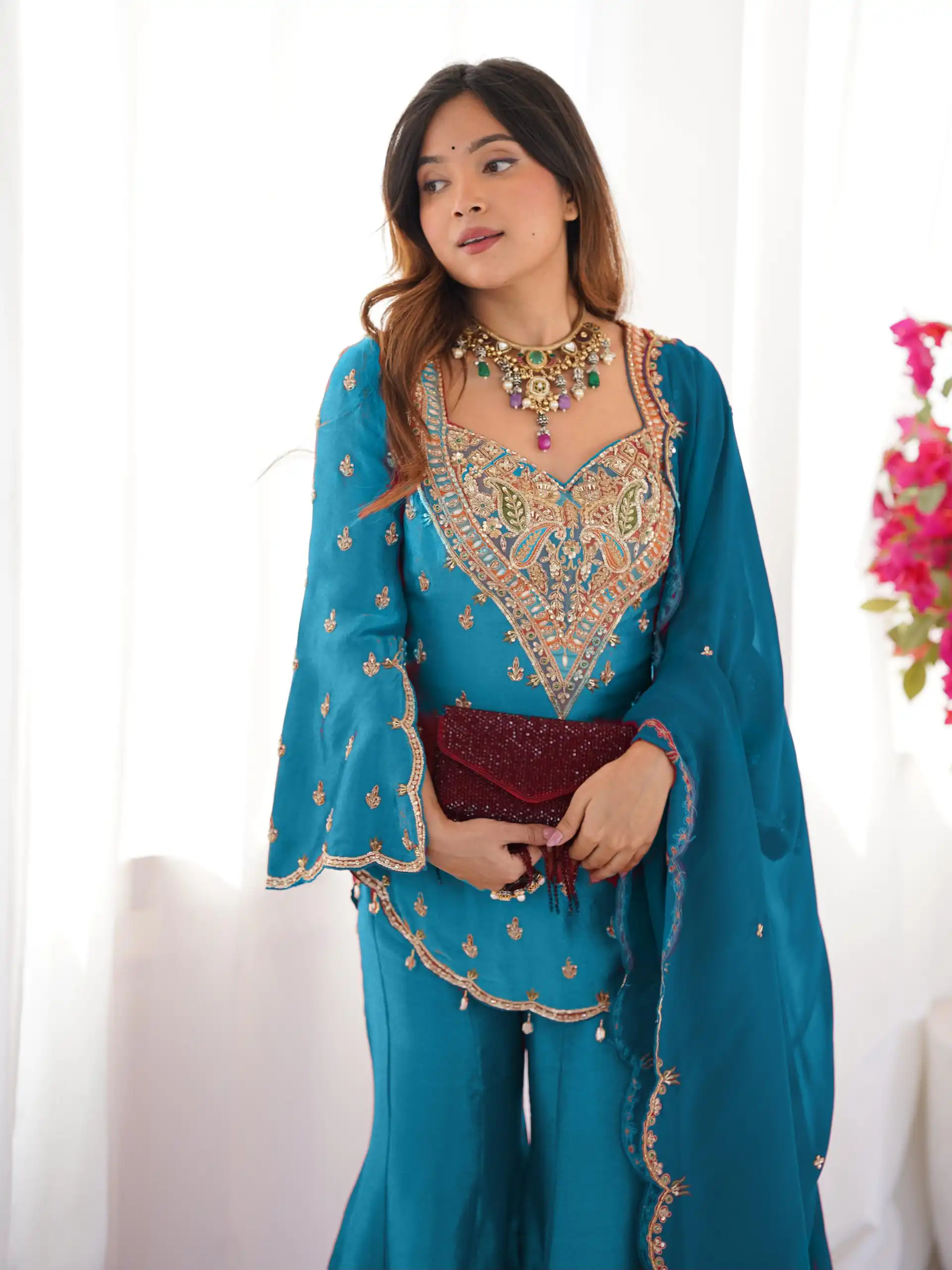Blue Simar Silk Embroidery Work Salwar Suit | Jump Suits, Salwar suit, Casual Suits, Creative suits, Designer Suits, Palazzo Suits, Party Wear Suits, Patiala Suits, Straight Suits
