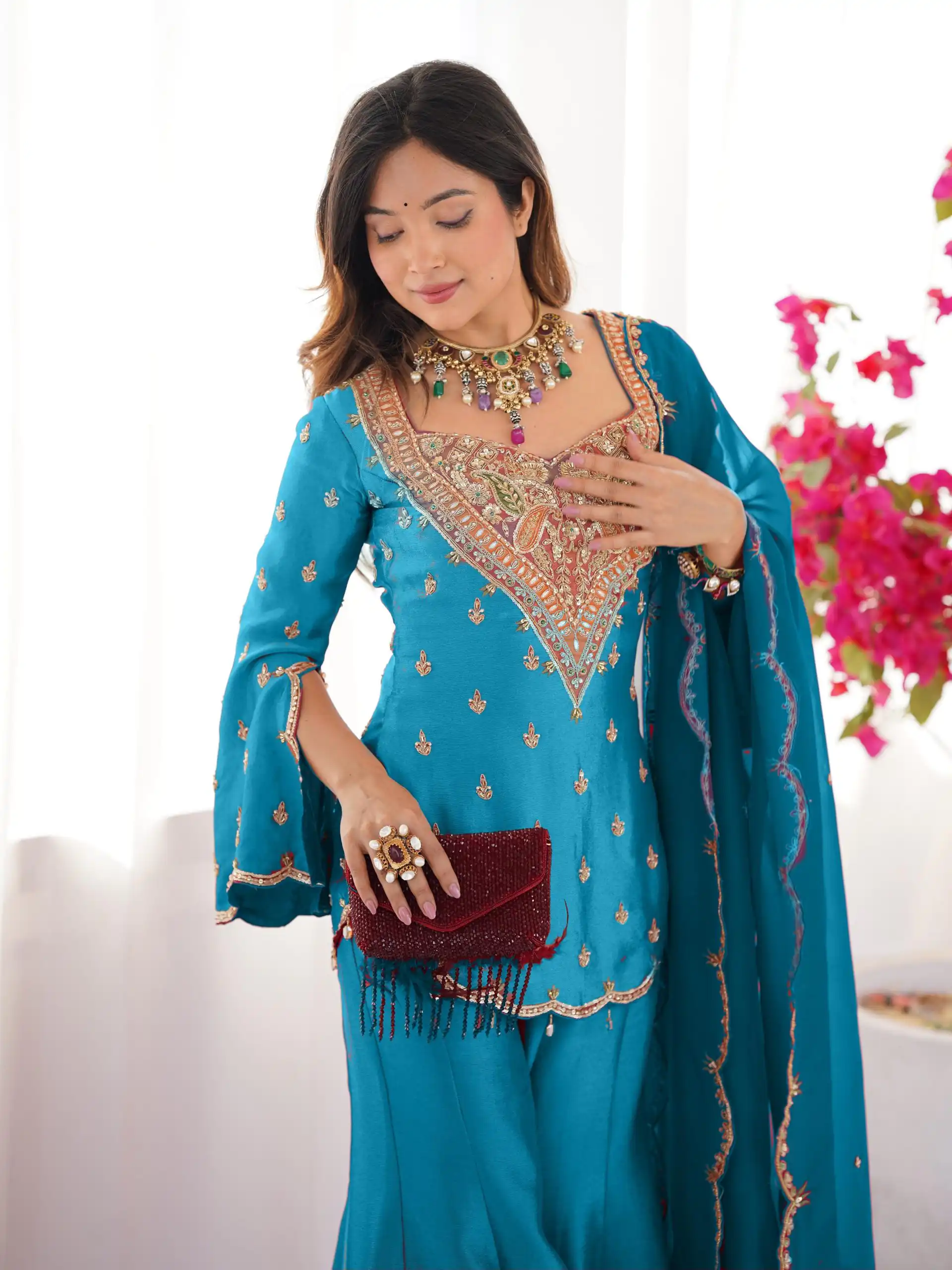Blue Simar Silk Embroidery Work Salwar Suit | Jump Suits, Salwar suit, Casual Suits, Creative suits, Designer Suits, Palazzo Suits, Party Wear Suits, Patiala Suits, Straight Suits