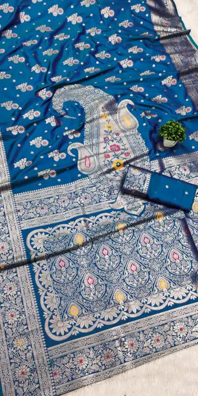 Blue Soft Banarasi Silk Lace Zari Work Saree | Sarees, Bollywood Sarees, Creative Sarees, Designer Sarees, Embroidered Sarees, Ethnic Saree, Modern Digital sarees, Party Wear Sarees