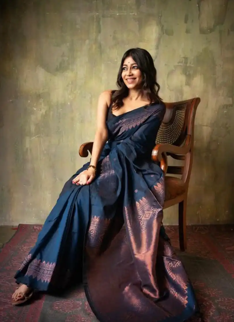Blue Soft Lichi Silk Border Lace Saree | Sarees, Bollywood Sarees, Creative Sarees, Designer Sarees, Embroidered Sarees, Ethnic Saree, Modern Digital sarees, Party Wear Sarees