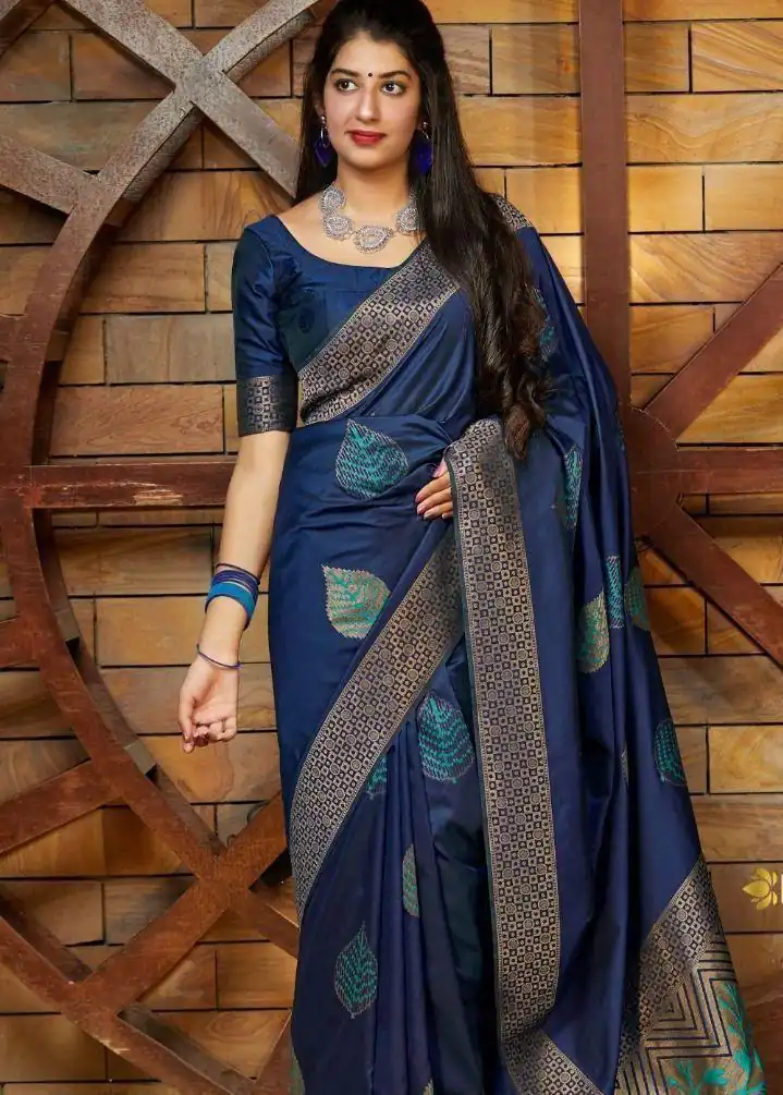 Blue Soft Lichi Silk Saree | Sarees, Bollywood Sarees, Creative Sarees, Designer Sarees, Embroidered Sarees, Ethnic Saree, Modern Digital sarees, Party Wear Sarees