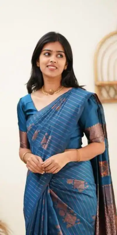 Blue Soft Lichi Silk With Lace Work Saree | Sarees, Bollywood Sarees, Creative Sarees, Designer Sarees, Embroidered Sarees, Ethnic Saree, Modern Digital sarees, Party Wear Sarees