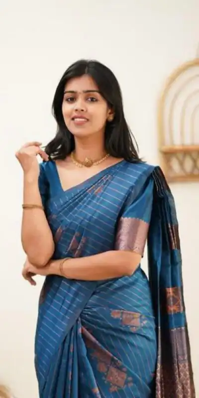 Blue Soft Lichi Silk With Lace Work Saree | Sarees, Bollywood Sarees, Creative Sarees, Designer Sarees, Embroidered Sarees, Ethnic Saree, Modern Digital sarees, Party Wear Sarees