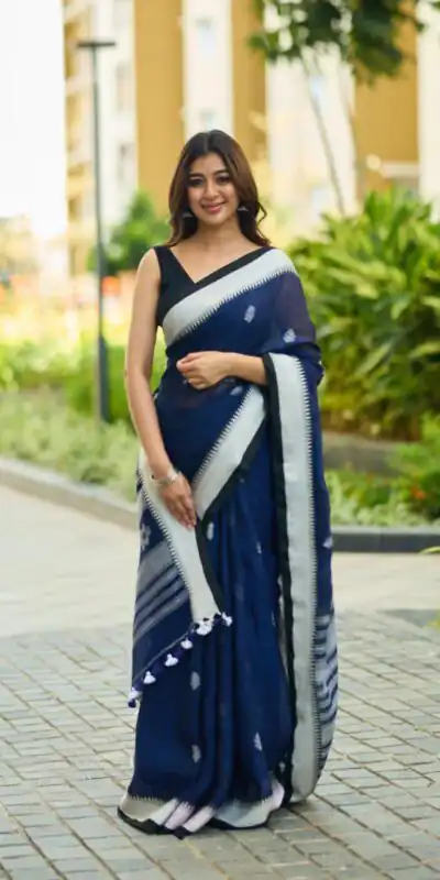 Blue Soft Lilan Slab Lace Border Saree | Sarees, Bollywood Sarees, Creative Sarees, Designer Sarees, Embroidered Sarees, Ethnic Saree, Modern Digital sarees, Party Wear Sarees