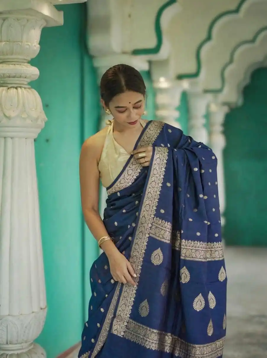 Blue Soft Lilan Slab Weaving Work Saree | Sarees, Bollywood Sarees, Creative Sarees, Designer Sarees, Embroidered Sarees, Ethnic Saree, Modern Digital sarees, Party Wear Sarees