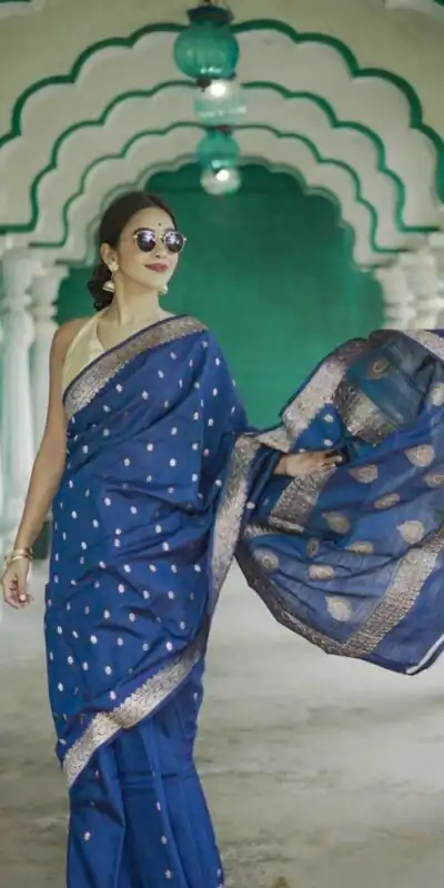 Blue Soft Lilan Slab Weaving Work Saree | Sarees, Bollywood Sarees, Creative Sarees, Designer Sarees, Embroidered Sarees, Ethnic Saree, Modern Digital sarees, Party Wear Sarees