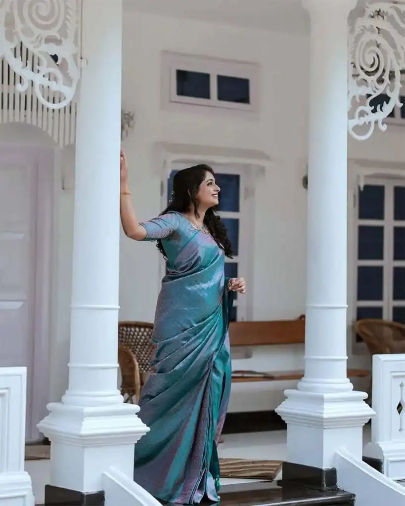 Blue Soft Litchi Silk Jacquard Work On All Over Saree | Sarees, Bollywood Sarees, Creative Sarees, Designer Sarees, Embroidered Sarees, Ethnic Saree, Modern Digital sarees, Party Wear Sarees