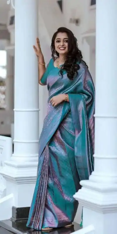 Blue Soft Litchi Silk Jacquard Work On All Over Saree | Sarees, Bollywood Sarees, Creative Sarees, Designer Sarees, Embroidered Sarees, Ethnic Saree, Modern Digital sarees, Party Wear Sarees