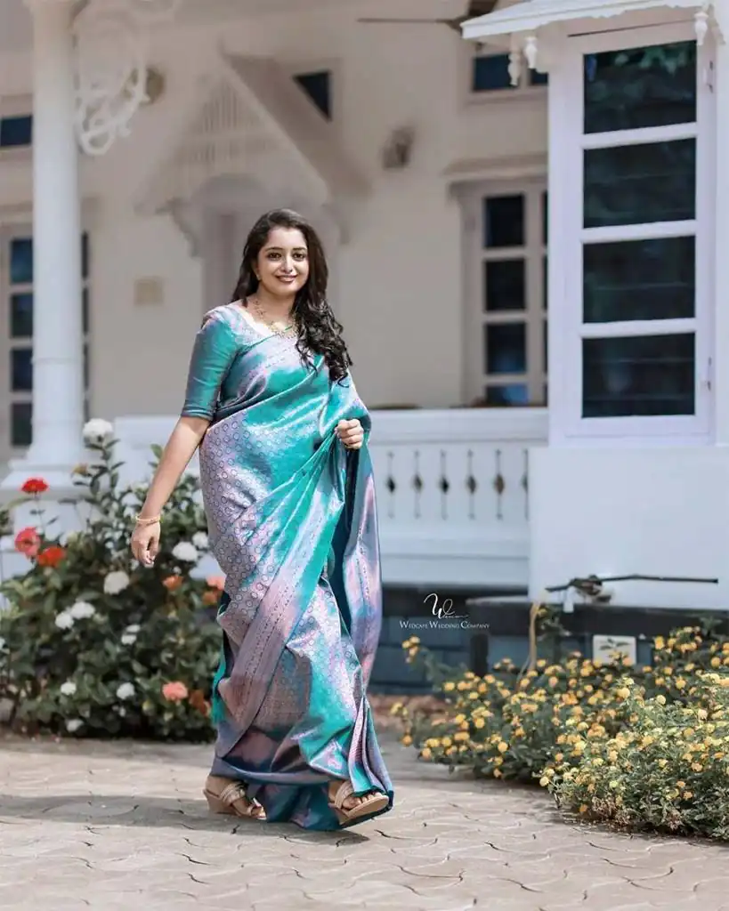 Blue Soft Litchi Silk Jacquard Work On All Over Saree | Sarees, Bollywood Sarees, Creative Sarees, Designer Sarees, Embroidered Sarees, Ethnic Saree, Modern Digital sarees, Party Wear Sarees