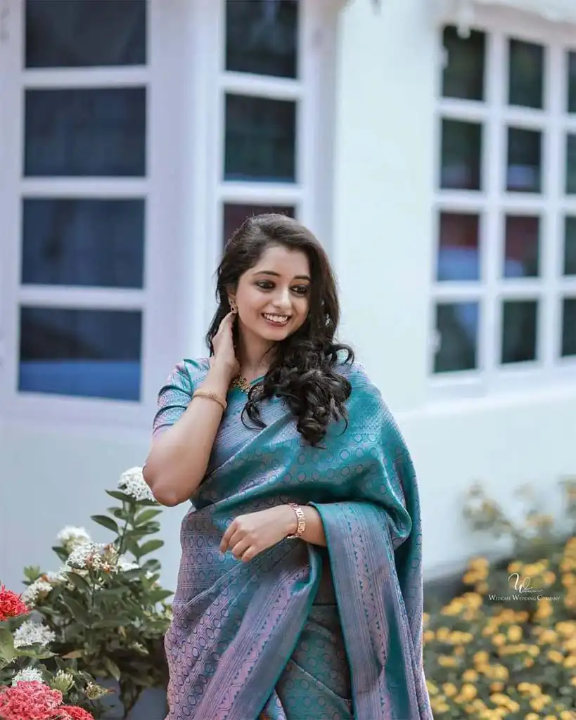 Blue Soft Litchi Silk Jacquard Work On All Over Saree | Sarees, Bollywood Sarees, Creative Sarees, Designer Sarees, Embroidered Sarees, Ethnic Saree, Modern Digital sarees, Party Wear Sarees