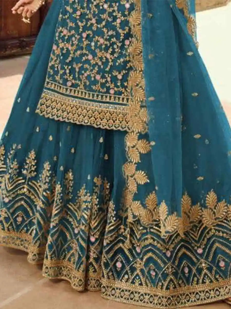 Blue Soft Net With Embroidery Work Salwar Suit | Jump Suits, Salwar suit, Casual Suits, Creative suits, Designer Suits, Palazzo Suits, Party Wear Suits, Patiala Suits, Straight Suits