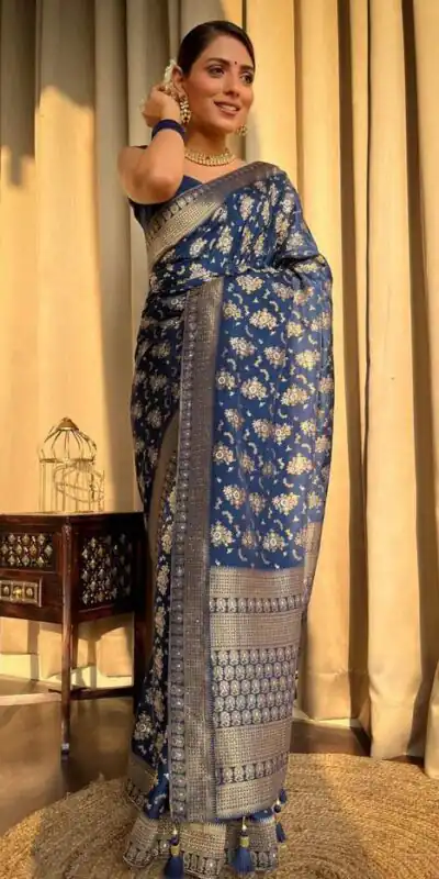 Blue Soft Silk Jacquard All Over Work Saree | Sarees, Bollywood Sarees, Creative Sarees, Designer Sarees, Embroidered Sarees, Ethnic Saree, Modern Digital sarees, Party Wear Sarees