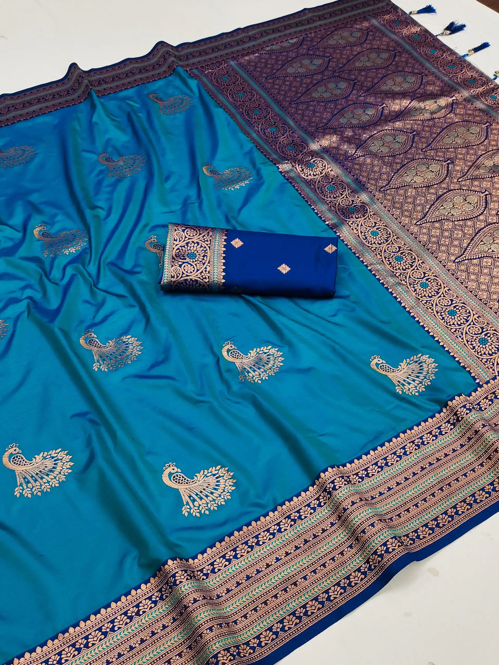 Blue Soft Silk Zari Lace Work Saree | Sarees, Bollywood Sarees, Creative Sarees, Designer Sarees, Embroidered Sarees, Ethnic Saree, Modern Digital sarees, Party Wear Sarees