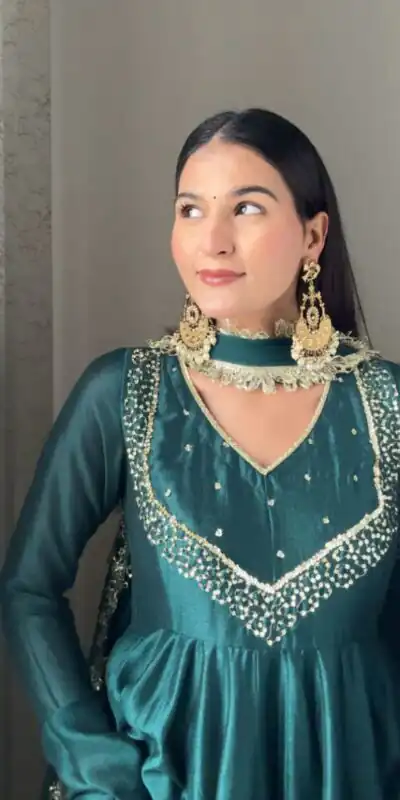 Blue Star Georgette Embroidery Work Anarkali Gown | Gowns, Bollywood Gowns, Creative Gowns, Designer Gowns, Embroidered Gowns, Party Wear Gowns