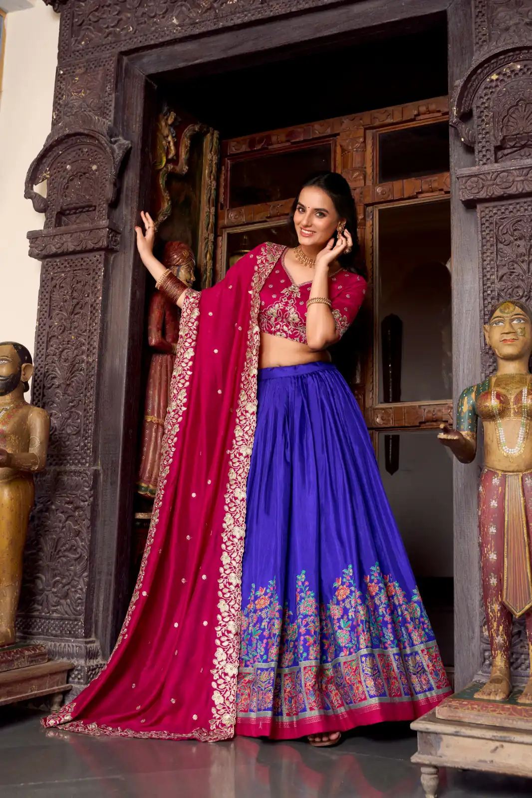 Blue Tasar Printed Foil Work Lehenga Choli | Lehenga, Bollywood Lehenga, Creative Lehenga, Designer Lehenga, Embroidered Lehenga, Party Wear Lehenga