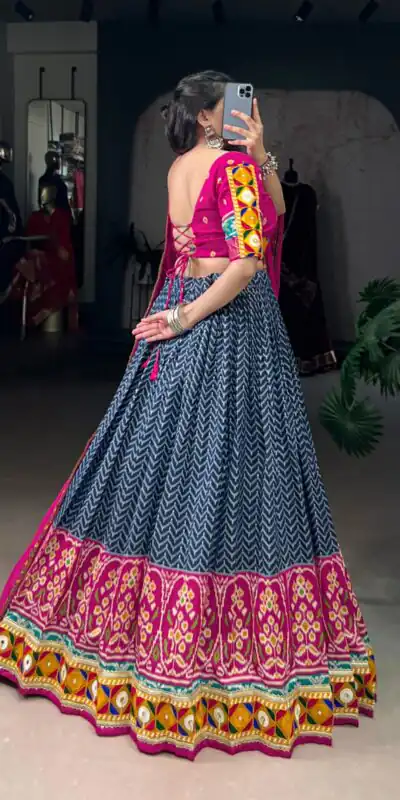 Blue Tasar Silk Printed Foil Lehenga Choli | Lehenga, Bollywood Lehenga, Creative Lehenga, Designer Lehenga, Embroidered Lehenga, Party Wear Lehenga