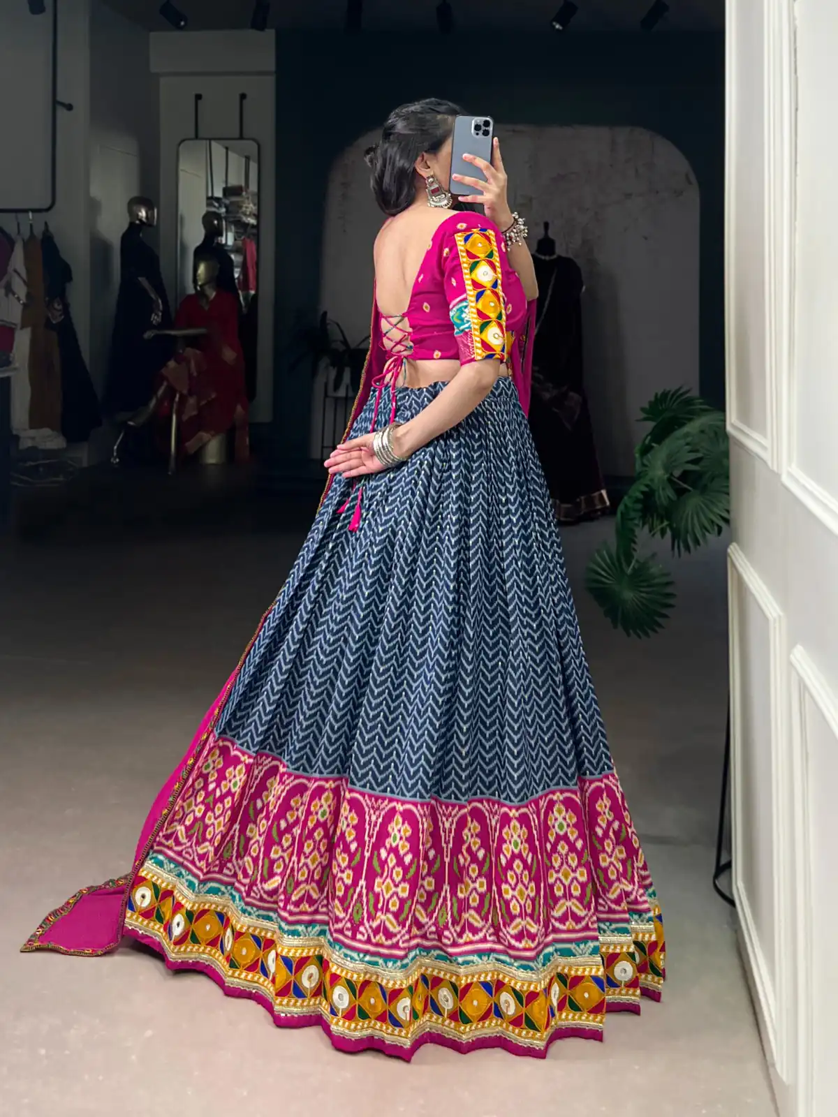 Blue Tasar Silk Printed Foil Lehenga Choli | Lehenga, Bollywood Lehenga, Creative Lehenga, Designer Lehenga, Embroidered Lehenga, Party Wear Lehenga