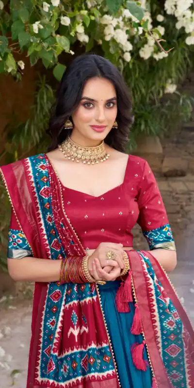 Blue Tushar Silk Patola Printed Lehenga Choli | Lehenga, Bollywood Lehenga, Creative Lehenga, Designer Lehenga, Embroidered Lehenga, Party Wear Lehenga