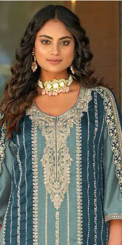 Blue Vichitra Embroidery Codding Sequence Salwar Suit | Jump Suits, Salwar suit, Casual Suits, Creative suits, Designer Suits, Palazzo Suits, Party Wear Suits, Patiala Suits, Straight Suits