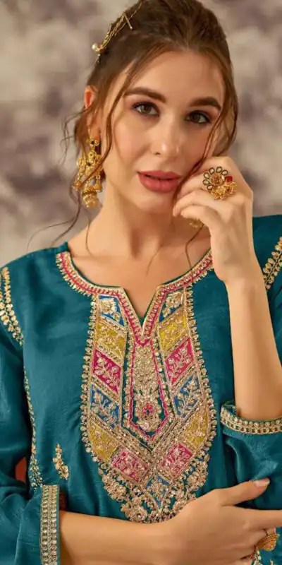 Blue Vichitra Embroidery Codding Sequence Salwar Suit | Jump Suits, Salwar suit, Casual Suits, Creative suits, Designer Suits, Palazzo Suits, Party Wear Suits, Patiala Suits, Straight Suits