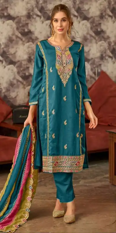 Blue Vichitra Embroidery Codding Sequence Salwar Suit | Salwar suit, Casual Suits, Creative suits, Designer Suits, Palazzo Suits, Party Wear Suits, Patiala Suits, Straight Suits
