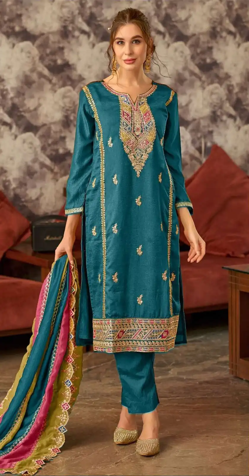 Blue Vichitra Embroidery Codding Sequence Salwar Suit | Salwar suit, Casual Suits, Creative suits, Designer Suits, Palazzo Suits, Party Wear Suits, Patiala Suits, Straight Suits