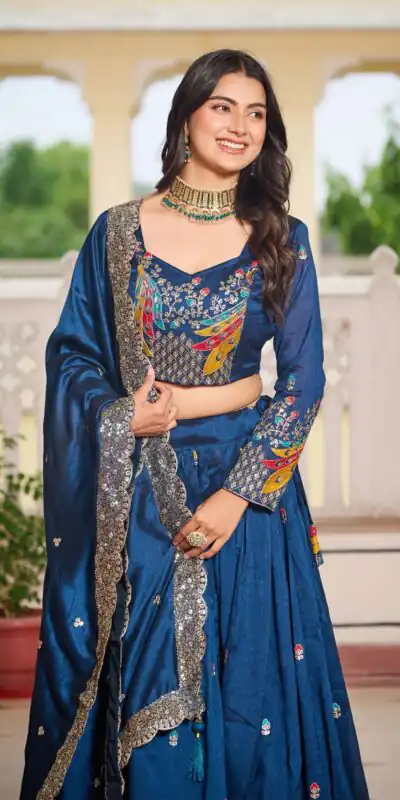 Blue Vichitra Embroidery Work Lehenga Choli | Lehenga, Bollywood Lehenga, Creative Lehenga, Designer Lehenga, Embroidered Lehenga, Party Wear Lehenga