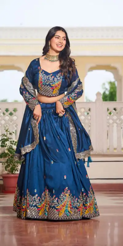 Blue Vichitra Embroidery Work Lehenga Choli | Lehenga, Bollywood Lehenga, Creative Lehenga, Designer Lehenga, Embroidered Lehenga, Party Wear Lehenga