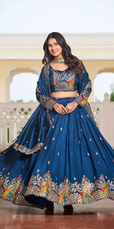 Blue Vichitra Embroidery Work Lehenga Choli | Lehenga, Bollywood Lehenga, Creative Lehenga, Designer Lehenga, Embroidered Lehenga, Party Wear Lehenga