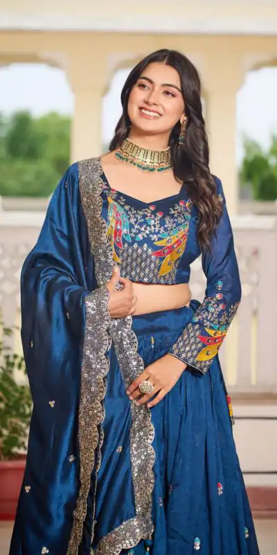 Blue Vichitra Embroidery Work Lehenga Choli | Lehenga, Bollywood Lehenga, Creative Lehenga, Designer Lehenga, Embroidered Lehenga, Party Wear Lehenga