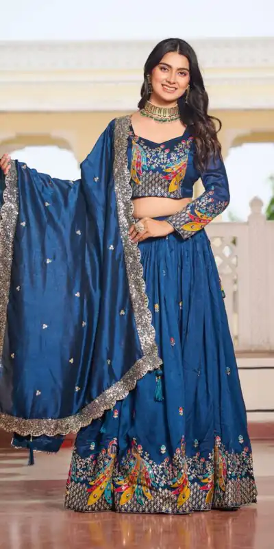 Blue Vichitra Embroidery Work Lehenga Choli | Lehenga, Bollywood Lehenga, Creative Lehenga, Designer Lehenga, Embroidered Lehenga, Party Wear Lehenga
