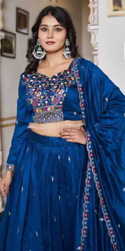 Blue Vichitra Silk Embroidery Work Lehenga Choli | Lehenga, Bollywood Lehenga, Creative Lehenga, Designer Lehenga, Embroidered Lehenga, Party Wear Lehenga