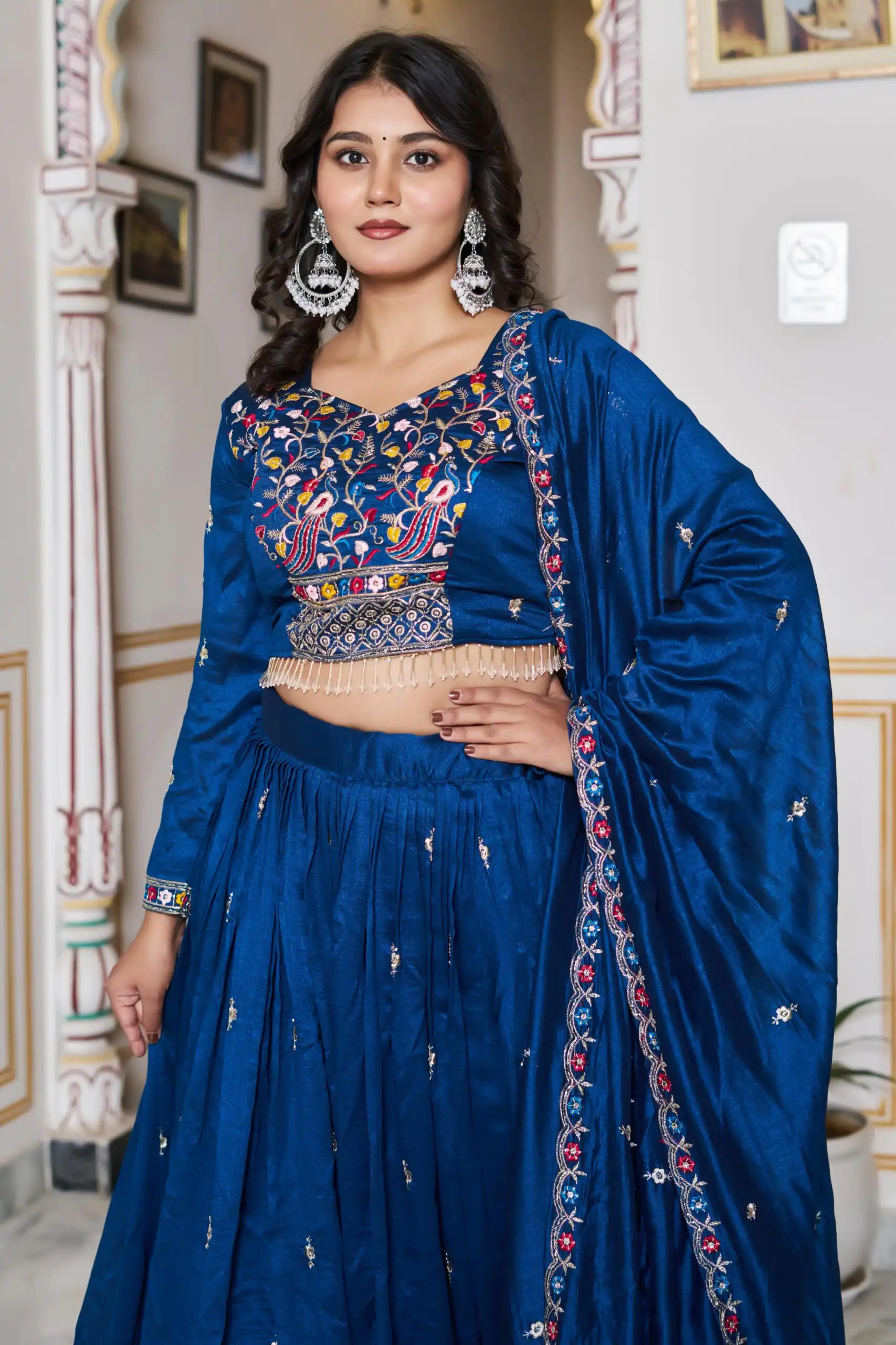 Blue Vichitra Silk Embroidery Work Lehenga Choli | Lehenga, Bollywood Lehenga, Creative Lehenga, Designer Lehenga, Embroidered Lehenga, Party Wear Lehenga