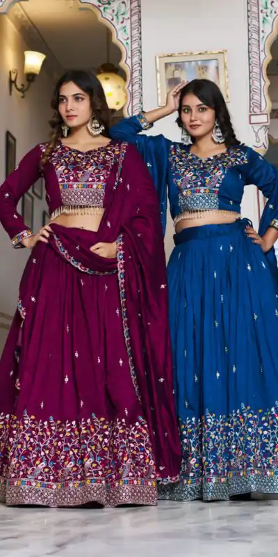 Blue Vichitra Silk Embroidery Work Lehenga Choli | Lehenga, Bollywood Lehenga, Creative Lehenga, Designer Lehenga, Embroidered Lehenga, Party Wear Lehenga