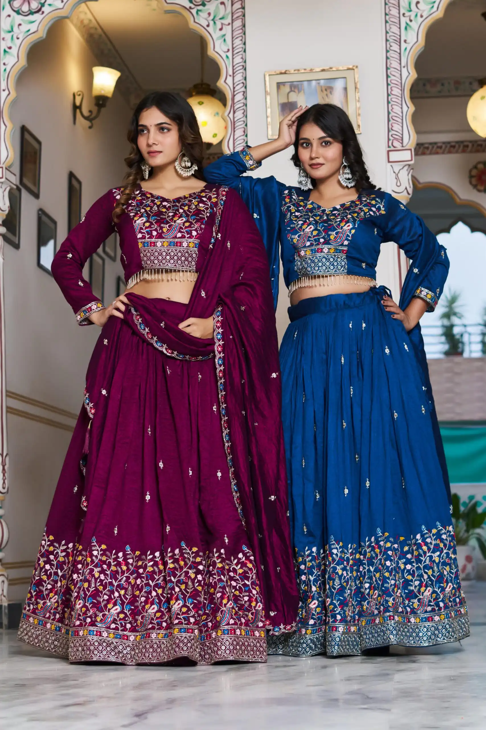 Blue Vichitra Silk Embroidery Work Lehenga Choli | Lehenga, Bollywood Lehenga, Creative Lehenga, Designer Lehenga, Embroidered Lehenga, Party Wear Lehenga
