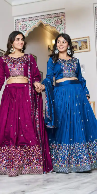 Blue Vichitra Silk Embroidery Work Lehenga Choli | Lehenga, Bollywood Lehenga, Creative Lehenga, Designer Lehenga, Embroidered Lehenga, Party Wear Lehenga