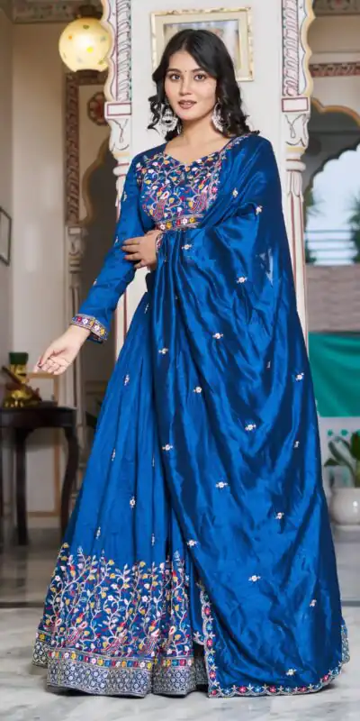 Blue Vichitra Silk Embroidery Work Lehenga Choli | Lehenga, Bollywood Lehenga, Creative Lehenga, Designer Lehenga, Embroidered Lehenga, Party Wear Lehenga
