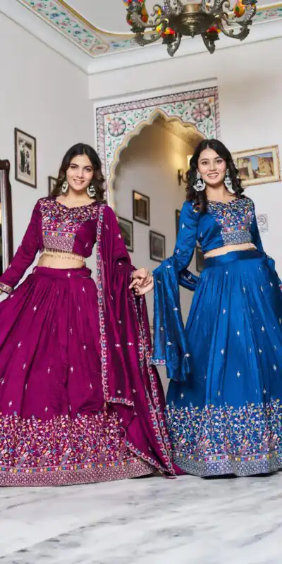 Blue Vichitra Silk Embroidery Work Lehenga Choli | Lehenga, Bollywood Lehenga, Creative Lehenga, Designer Lehenga, Embroidered Lehenga, Party Wear Lehenga