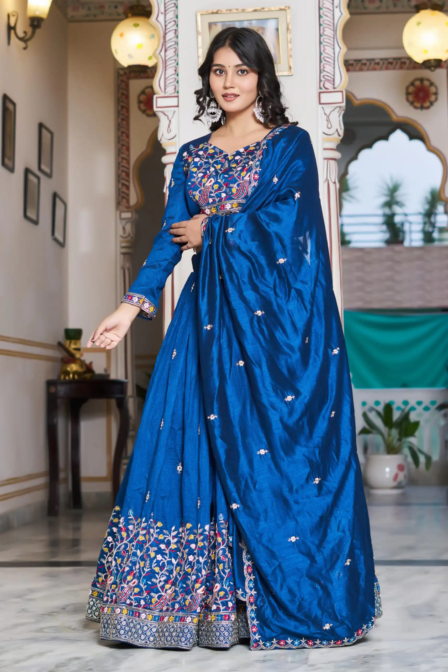 Blue Vichitra Silk Embroidery Work Lehenga Choli | Lehenga, Bollywood Lehenga, Creative Lehenga, Designer Lehenga, Embroidered Lehenga, Party Wear Lehenga