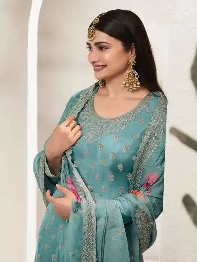 Blue Viscose Chinon Embroidered Sequence Salwar Suit | Salwar suit, Casual Suits, Creative suits, Designer Suits, Palazzo Suits, Party Wear Suits, Patiala Suits, Straight Suits